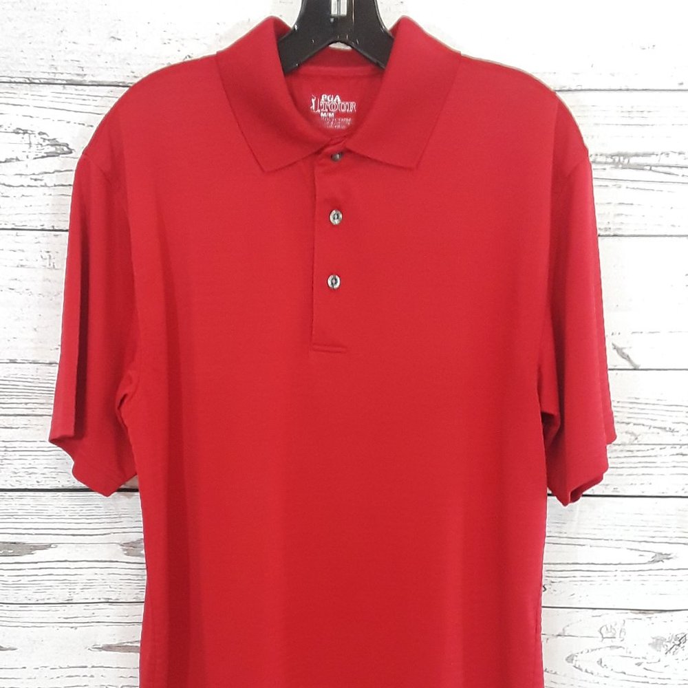 PGA Tour M Dark Red Breathable Polo Shirt - Picture 1 of 3